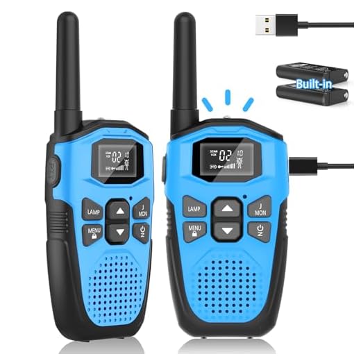 Talkie Walkie Enfants Adultes Rechargeable,NXGKET 2 pièces - Longue Portée 5KM, avec Batteries Li-ion intégrées VOX 16 Canaux Radio Lampe pour Camping Jeu d'Aventure Randoneé