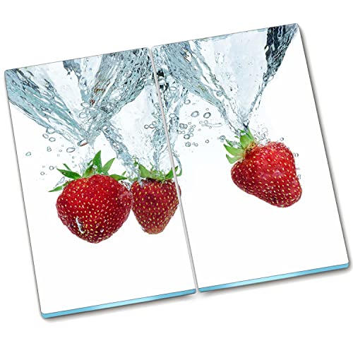 Decormat Tableros de corte de vidrio endurecido Protección de salpicaduras 2x30x52 Cm Plaz de cubierta de manchas de cocina - Agua de fresa