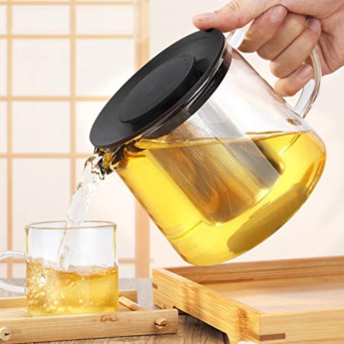 Cabilock 1L Fogão Seguro Chá Chaleira Bule De Vidro Com Infusor de Aço Inoxidável Removível Fogão E