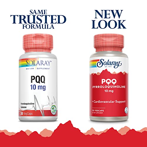 Image of SOLARAY PQQ 10 mg, Pyrroloquinoline Quinone Supplement, Cellular, Heart & Cognitive Function Support, 30 VegCaps