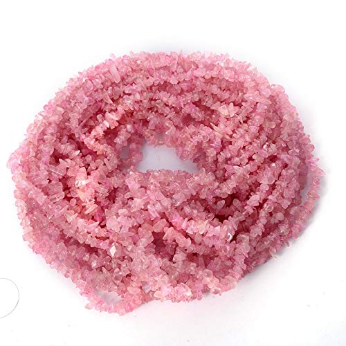 Jaipur Gems MartNatural 1 Strand 34” Rose Quartz Uncut Chips Beads/Freeform Shape Gemstone Beads|4-5 mm Plain Uneven Smooth Beads for Jewelry Making | Loose Beads | AAA Quality| Nugget Chips