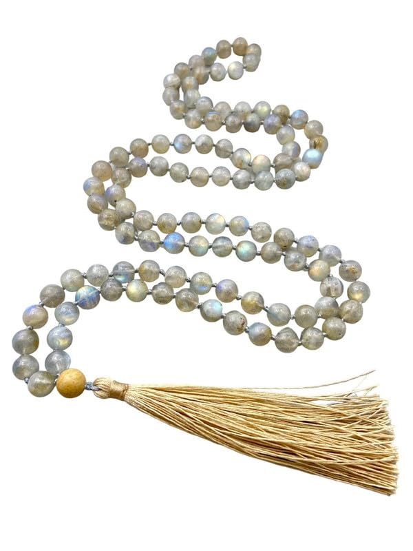 Natürliche AAA Labradorit Mala, Gebetskette, Tibetische Mala, 6mm geknotete Mala, Labradorit Halskette, 108 Perlen Labradorit Mala, Yoga, Mantra Mala