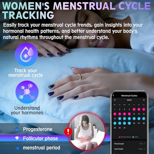 Image of Smart Health Ring for Women & Men,Fitness Tracker Ring,with Heart Rate,Sleep,Blood Oxygen, BloodPressure,HRV & Cycles,IP68 Waterproof,iOS /Android, No Subscription.(Black,8)