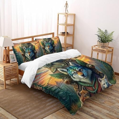 Housse de couette super king microfibre animaux imprimé 3D taie d'oreiller