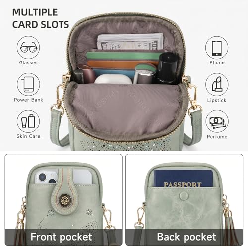 Image of KITEVIUN Small Crossbody Bags for Women, Lightweight Mini Cute Cell Phone Purse for Women with Tassel Shining Butterfly