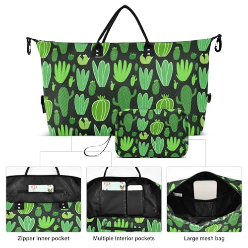 Cartoon Cactus Plants Travel Duffel Bag for Men Women with Makeup Bag Weekend Overnight Carry On Bags for Travel Yoga Gym2