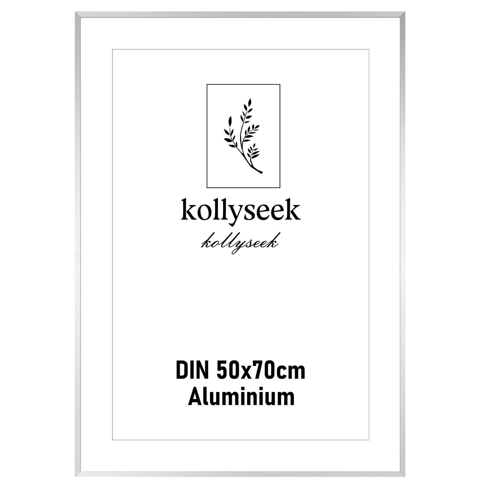 kollyseek marco de aluminio para fotos 50 x 70 cm marco de metal negro para póster con plexiglás marco de fotos moderno marco de fotos con paspartú para fotos póster de fotos plateado