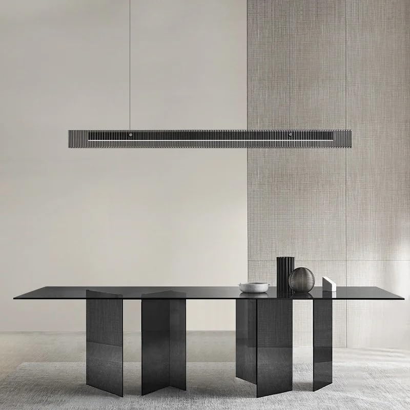Long lustre moderne en verre doré, design minimaliste noir COLD WHITE