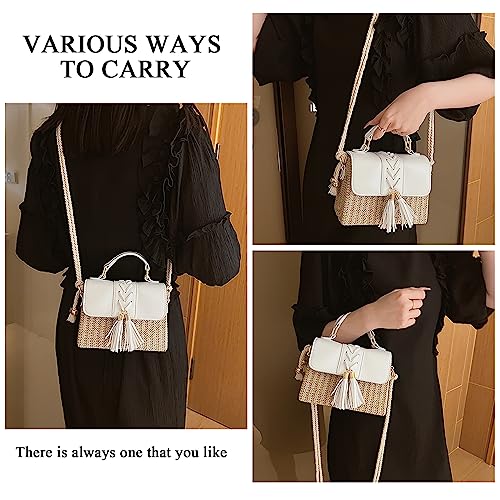 Image of Straw Crossbody Bags for Women Summer Straw Clutch Bag Woven Beach Purse Vacation Handbags | Straw