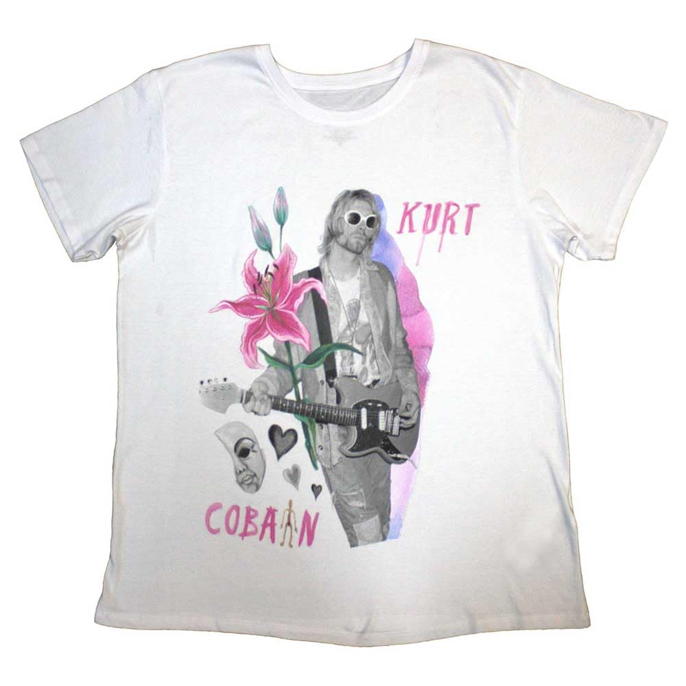 Rock Off officially licensed products Kurt Cobain Flower T Shirt L White