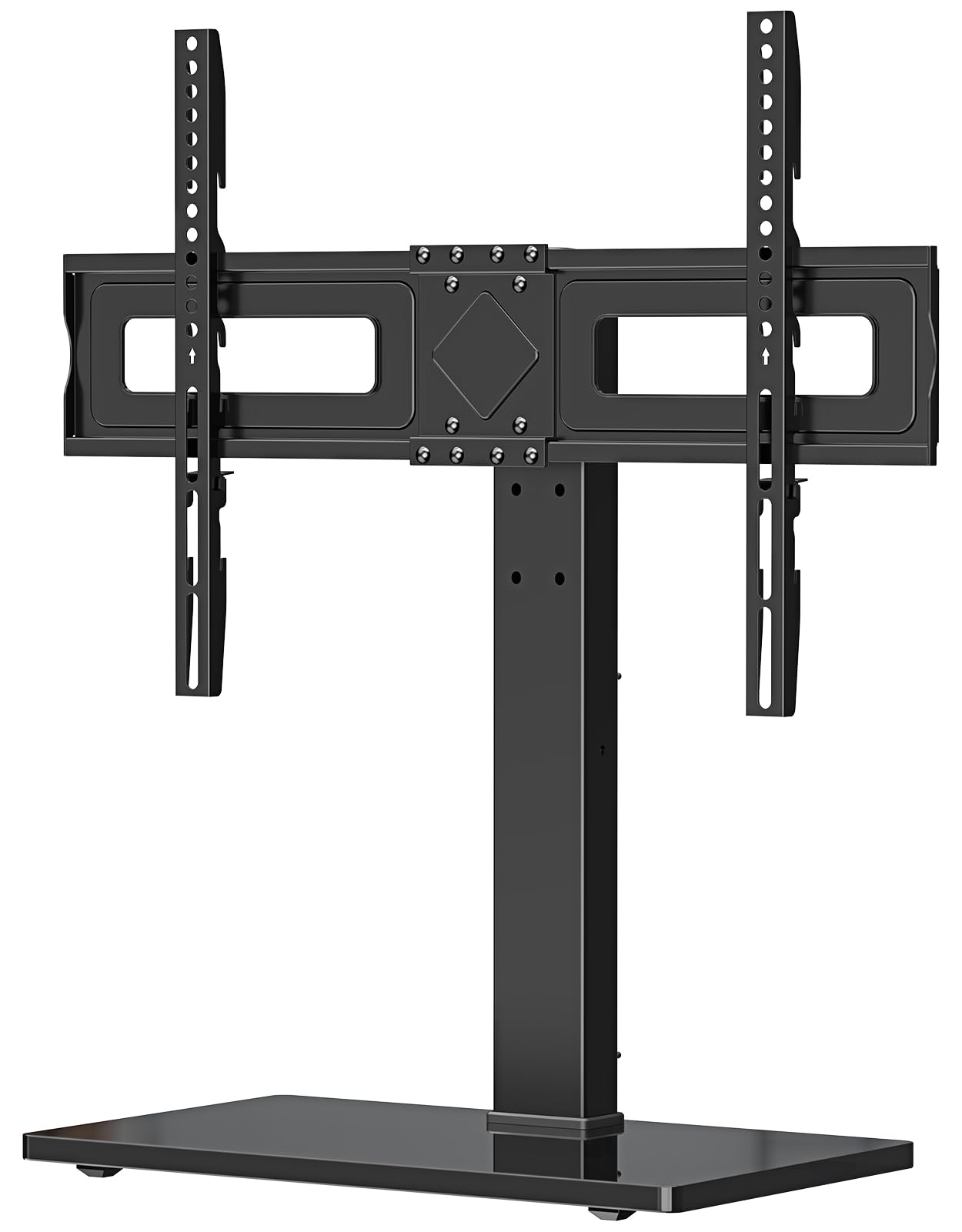 MOUNT PRO Universal Swivel TV Stand Base, Table Top TV Stand for 37 to 65, 70, 75 Inch LCD LED TVs, Height Adjustable TV Mount Stand with Tempered Glass Base, Holds up to 88lbs, Max VESA 600x400mm