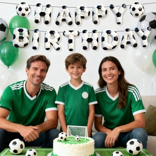 Image of Sport Birthday Banner, 3D Sport Theme Happy Birthday Banner (Soccer)