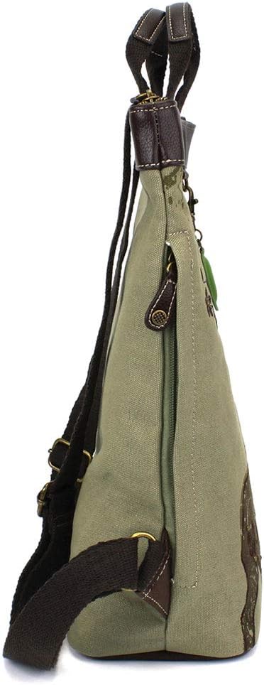 Chala Safari Moose Canvas Backpack with Matching Chala Crossbody Cell Phone Purse-Olive (Moose Backpack + Cellphone Purse Combo)