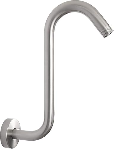 Miniatura 9 de Nearmoon Tubo elevador de cabezal de ducha en forma de S, brazo extensor de cabezal de ducha con brida, conexión estándar de 12 pulgadas, accesorio
