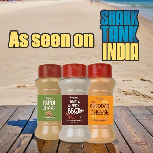 Image of Popcorn & Company Papdi Chaat and Tangy Spicy BBQ, Cheddar Cheese Instant Seasoning Mix Combo Pack of 3-180gm
