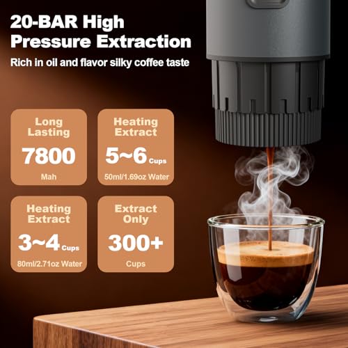 Image of Portable Coffee Maker, 3 in 1 Electric Espresso Machine Set, Rechargeable Self-Heating Brewer with Carrying Bag and Coffee Stand for Office Camping, Hiking