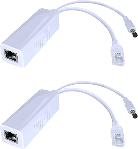 Adaptador divisor PoE Gigabit, salida de 12 V 2 A, 1000 Mbps, IEEE 802.3AFat, adecuado para cámaras IP, AP WiFi, teléfonos IP y otros dispositivos