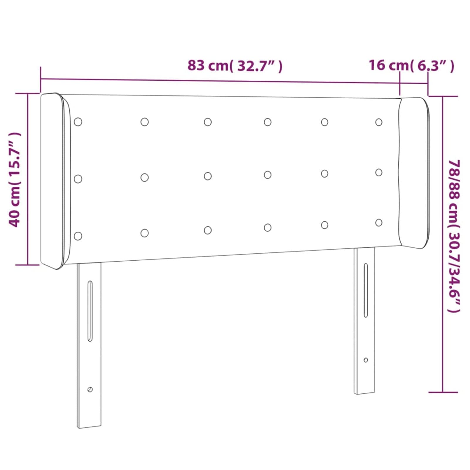 Homgoday Mobili Testiera ad Orecchio Grigio Scuro 83x16x78/88 cm in Velluto, Testiera Letto, Testiera del Letto Matrimoniale, Schienale per Letto E Divano