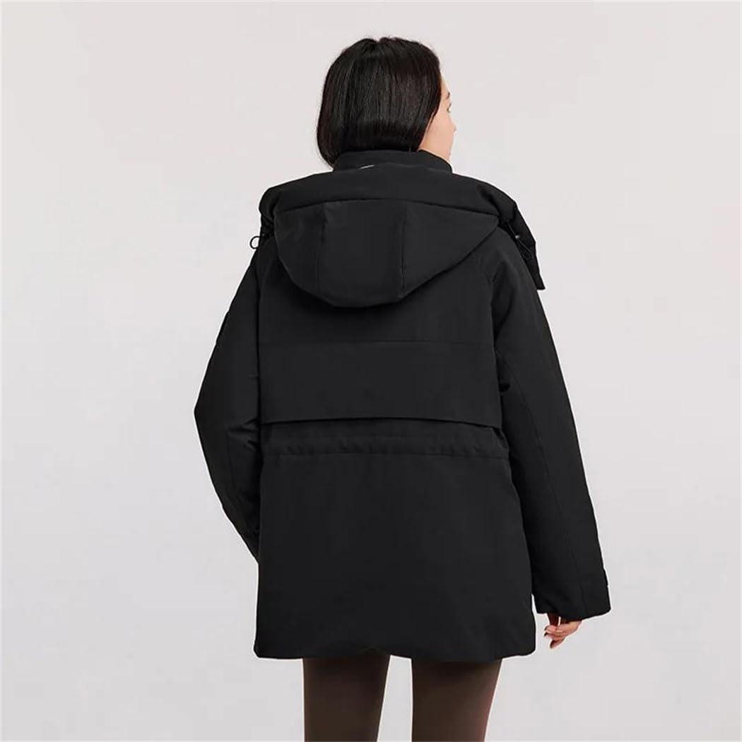 Women’s Mid Length Down Jacket Hooded Thick Warm Winter Coat Fashion Outerwear Casual Style