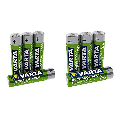 Recharge Akku Phone AAA (Micro 800 mAh NI-Mh Akku, geeignet für schnurlose Telefone) 4er Pack & Rechargeable Akku Ready2Use vorgeladener AA