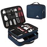 MATEIN Electronics Organizer Travel Case, Water Resistant Portable Travel Cord Organizer for Earphone, Power Bank, and Flash Drive, Universal Carry Case for Cables, Tech Gifts for Men, Navy Blue