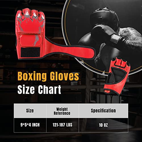 Flexzion Mma Gloves - Fingerless Boxing Gloves For Mma Kickboxing Karate Taekwondo Sparring Gloves - Punching Gloves For Men And Women Adult Mma Gloves, Red #TOP5