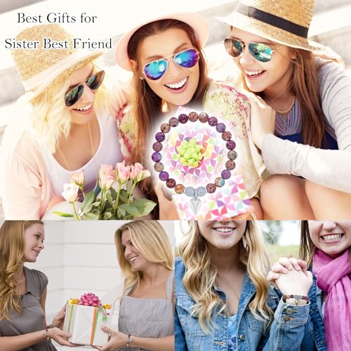 LINY Womens Birthday Gifts Idea Friendship Gifts For Soul Sister Best Friend Bestie Mom Daughter Aunt Niece, Natural Stone Imperial Jasper Bead Bracelet Personalized Gifts for Her4
