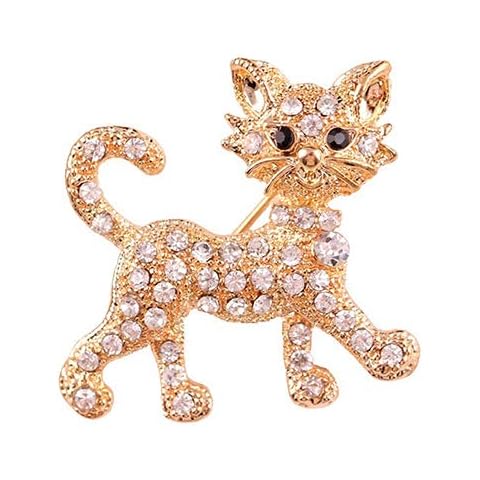 litymitzromq Rhinestones Brooch Pins for Women, Women's Fashion Shining Rhinestone Brooch Cool Cat Pattern Decor Jewelry Gift Shawl Clip for Ladies Jewelry DIY Wedding Bouquets Banquet Kit Cover