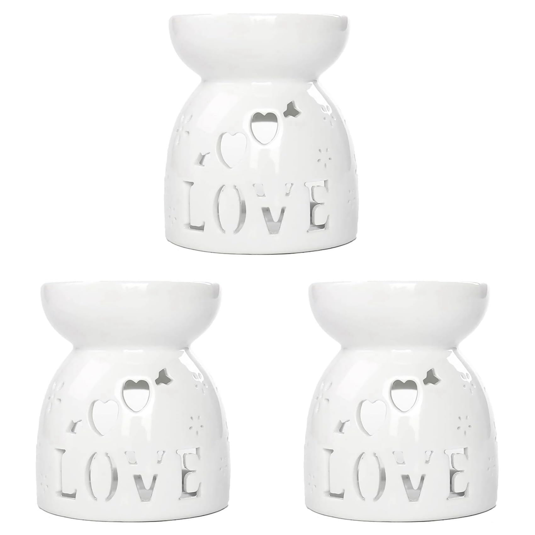 Brûleurs d'huiles essentielles en céramique avec lampe bougie décorative Amour