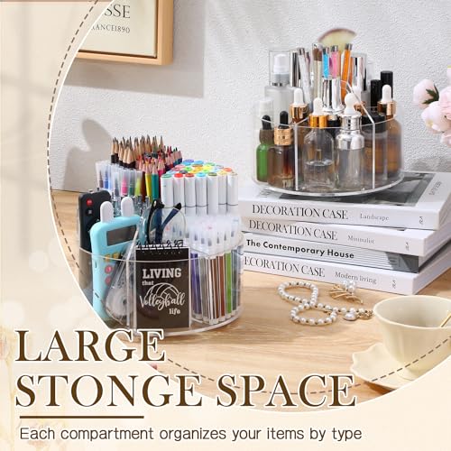 Sunnychicc Pacote com 2 porta-canetas de acrílico para mesa, suporte giratório de 360 graus, organiz