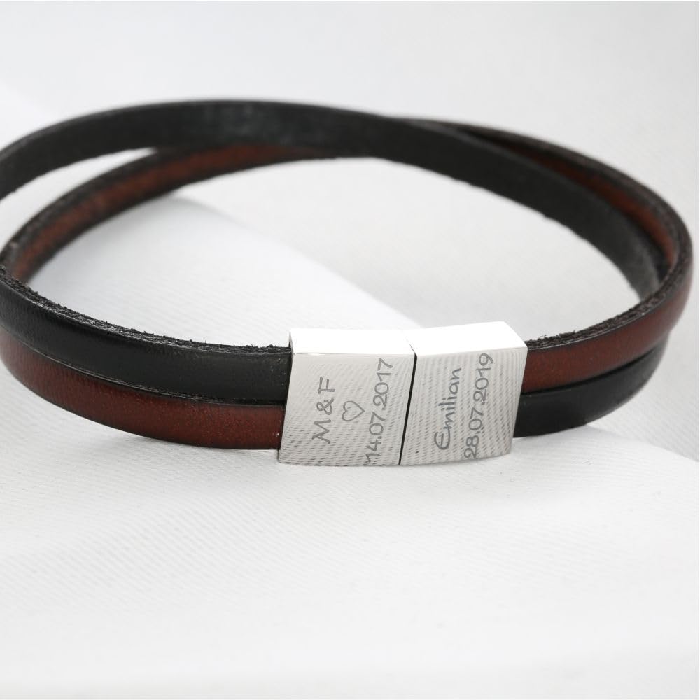 Herren Armband mit Gravur Namensarmband Leder Herrenarmband Lederarmband Spruch Armband mit Gravur Männer Herrenschmuck Gravur Männerschmuck schwarz braun dickes Leder | HANDMADE IN GERMANY
