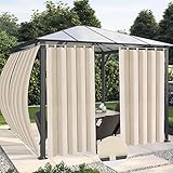 OutdoorLines Waterproof Outdoor Curtains for Patio - Windproof Tab Top Gazebo Curtain Panels - Privacy Sun Blocking Outside Curtain Set for Porch, Pergola and Cabana 54 x 84 inch, Beige, 2 Panels