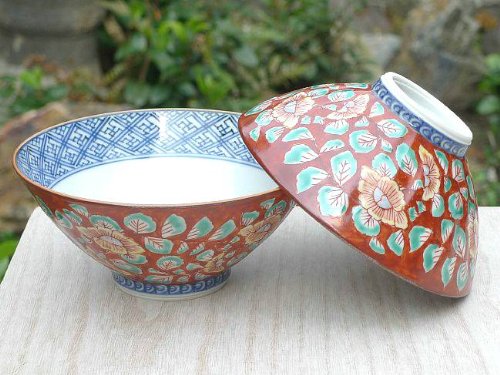 Amazon | 赤濃牡丹唐草夫婦茶碗 壹楽 | 京焼清水焼 | 飯碗 通販