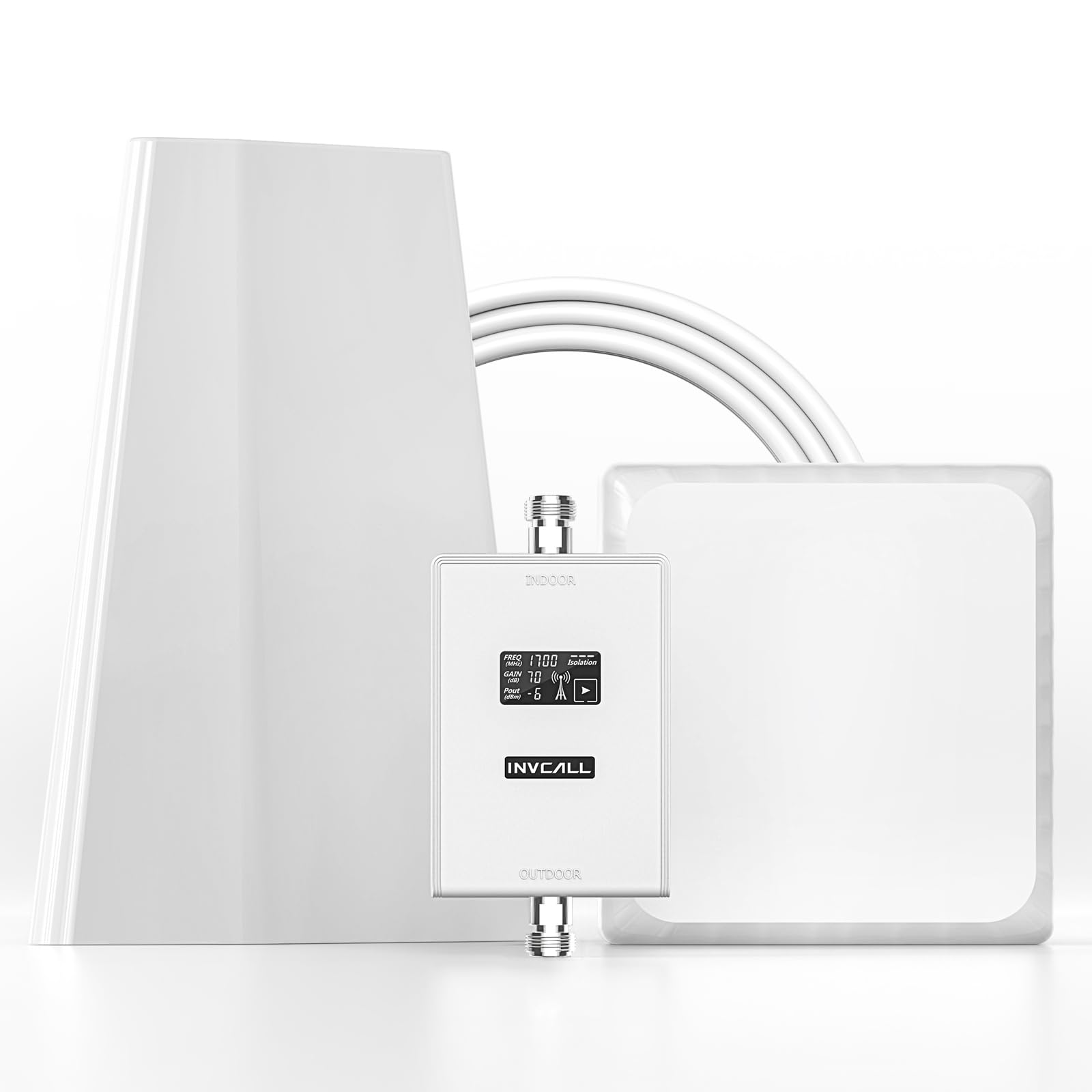 INVCALL Cell Phone Signal Booster for Home | Up to 4,500 sq ft | Boosts 4G LTE & 3G on Band 2/4/25 | Compatible for Verizon, AT&T and Sprint | 70dB Dual Band Cellular Repeater | FCC Approved