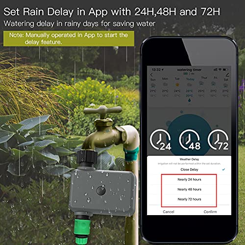Weytoll Aplicativo inteligente BT Temporizador de água Rain Delay Temporizador de irrigação programá