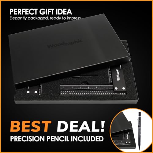 Woodraphic Upgraded Precision Square – 12 Inch 90° Layout Tool for Woodworking | Enhanced Side Scale, Wider Laser Markings, Premium Framing Square Ruler with Calibration - Image 6