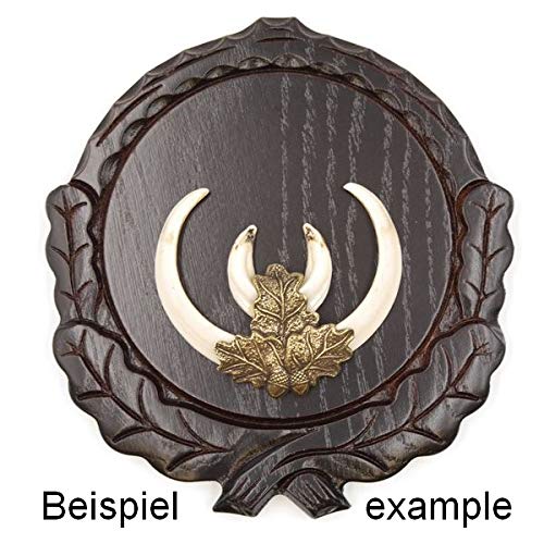 Placa de cuña tallada oscura AF 16 cm con 1 pieza de hoja de roble, portada pequeña de cuña, tabla de especias, placa de trofeo.