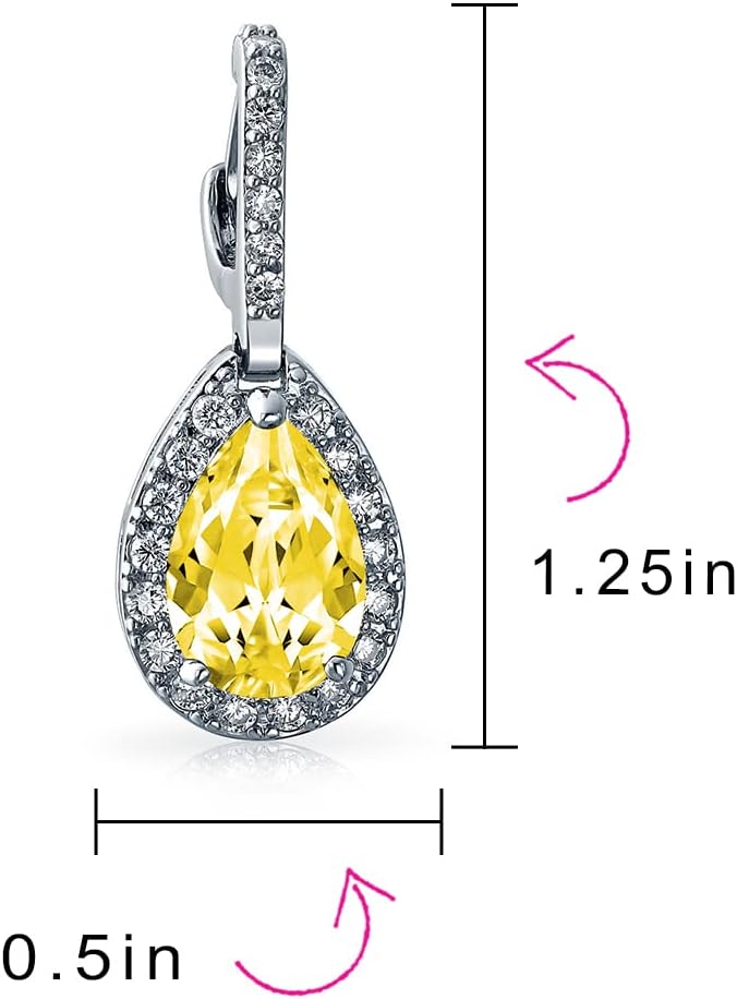 Bridal Jewelry Set 7-15 CT Vintage Style Halo Cubic Zirconia AAA CZ Huggie Pierced Snap Drop Teardrop Screw Back Clip On Earrings For Women Prom Bridesmaid Wedding Gemstone Colors Silver Gold Plated