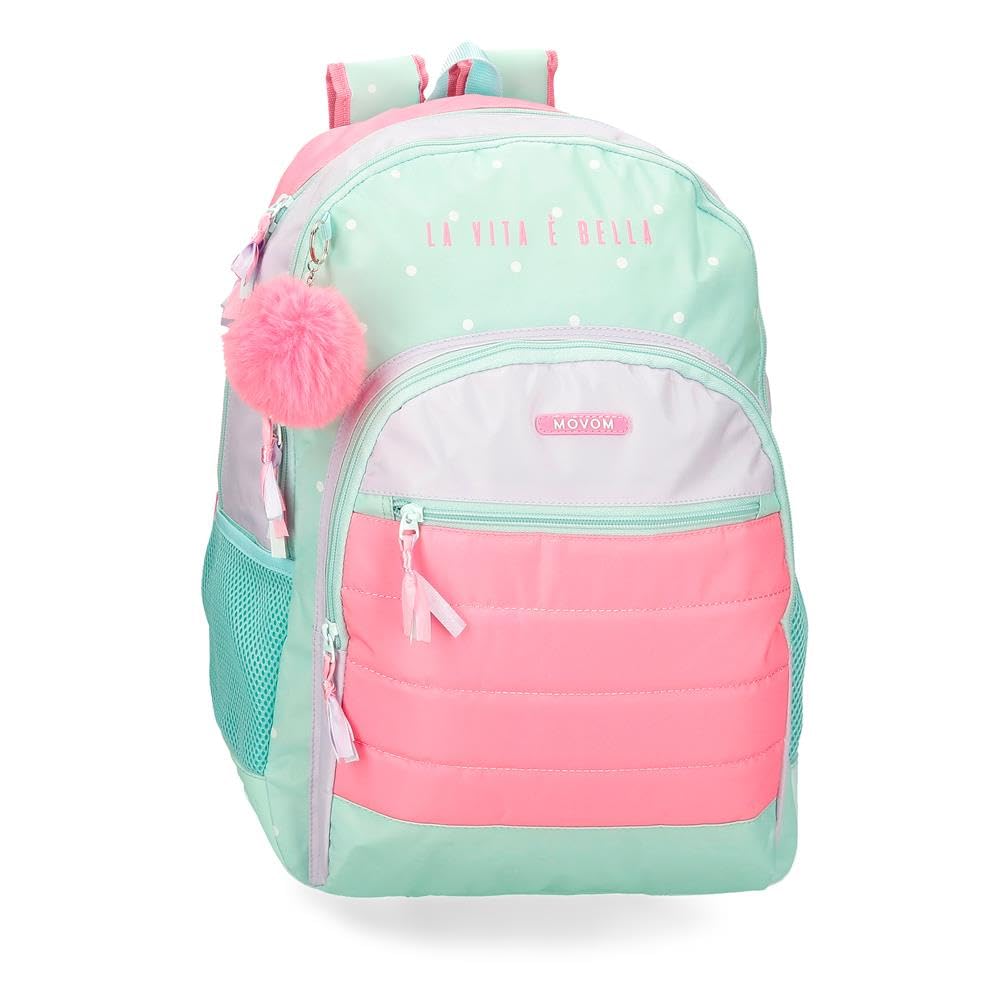 MOVOM La Vita è Bella Mochila Escolar Verde 33x46x17 cms Poliéster 25,81L