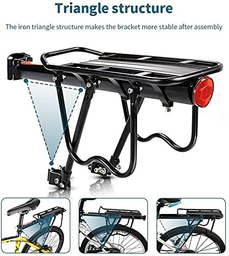 Kagbeni Bicycle Rear Rack Back Seat Luggage Rack Holder Carrier for Panniers Bags, Luggage, Cargo, Aluminum Alloy Adjustable with Reflector for Cycling 3