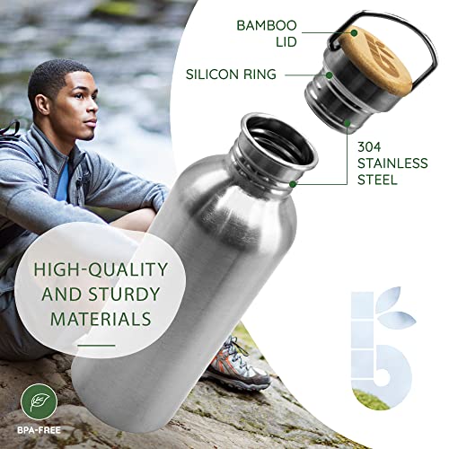 Bambaw-32-oz-Water-Bottle-Metal-Water-Bottle-Non-insulated-Single-Wall-Stainless-Water-Bottle-Steel-Water-Bottle-Stainless-Steel-Water-Bottles-Travel-Water-Bottle-1-Liter-Water-Bottles
