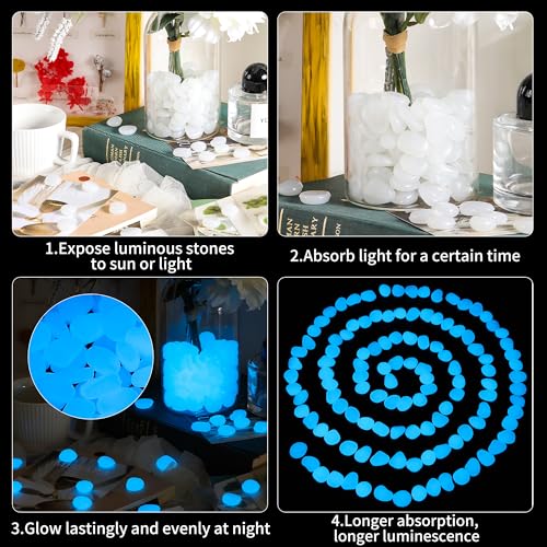 Image of 150 PCS White Glow Rocks Luminous Stones DIY Pebbles Fish Tank Garden | OSOPOLA White Luminous Stones Glow Rocks Fish Tank Accessories Turtle DIY Pebbles For Fairy Garden FD05WH150