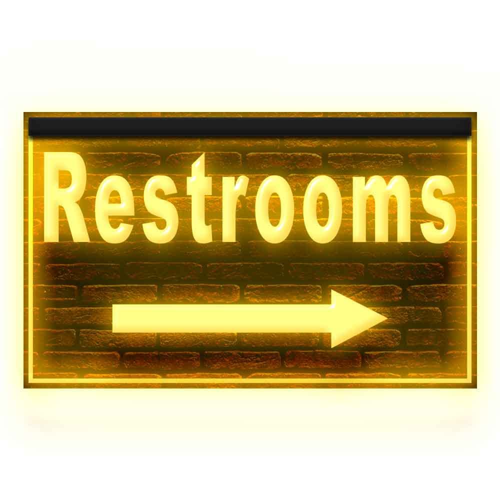 120169 Restrooms Right Arrow Toilet Washroom For Restaurant Cafe Shop Display LED Light Neon Sign (16" X 12", Yellow)