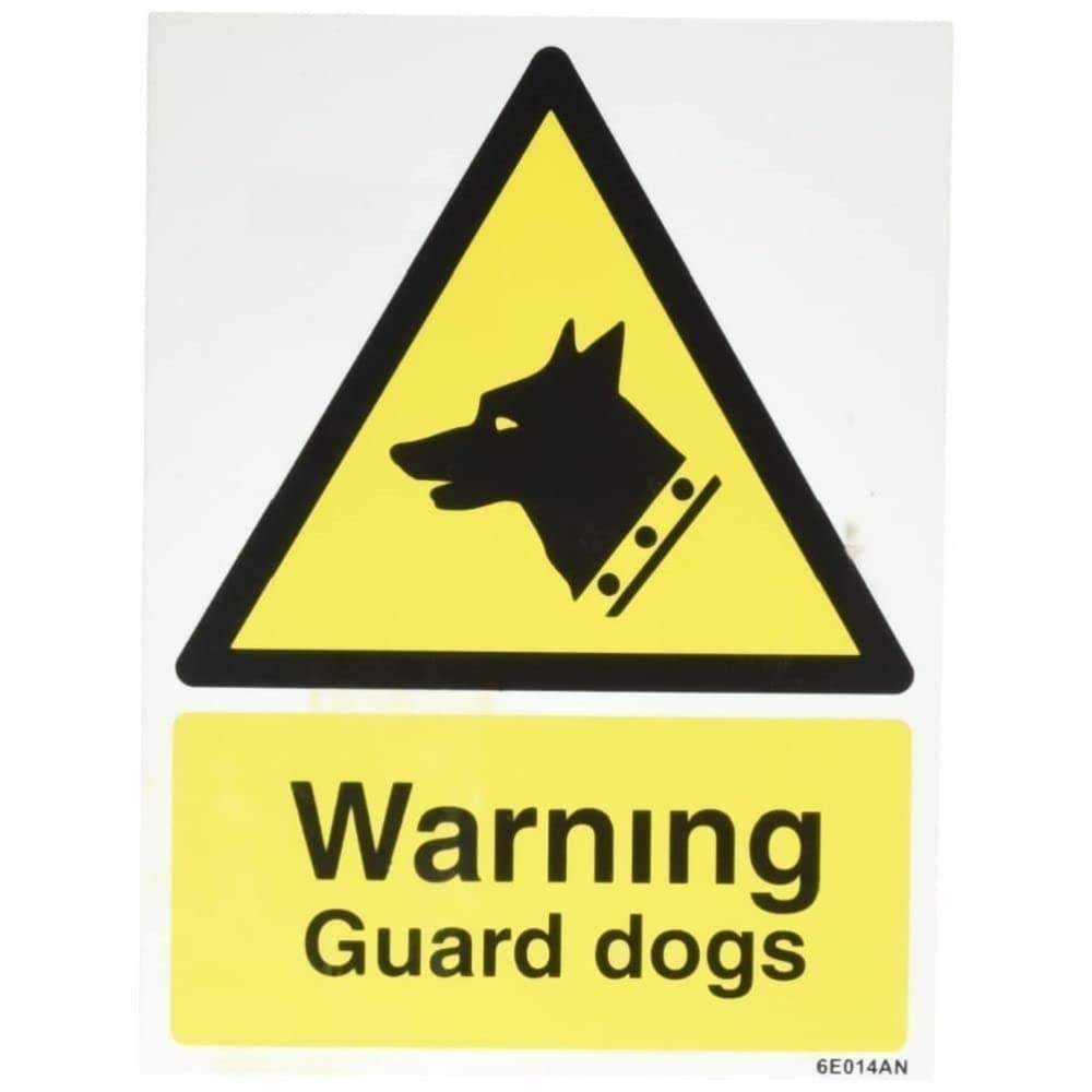 V Safety Security Notice, Warning Guard Dogs Sign - 150mm x 200mm - 1mm Rigid Plastic
