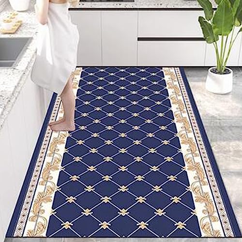 Alfombra para pasillos azul antideslizante para evitar resbalones en casa 4