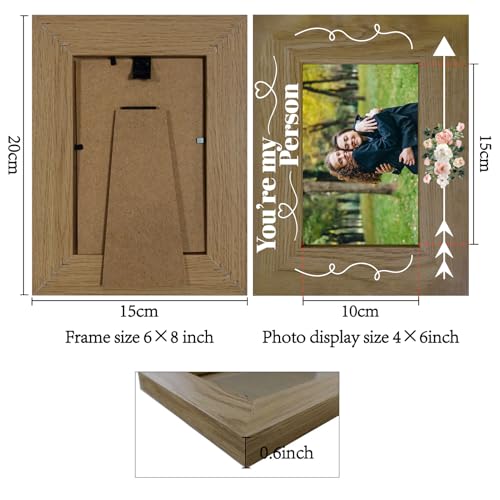 CREATCABIN Best Friends Photo Frame You're My Person Picture Frame Flower Wood Engraved Picture Holder Memorial Tabletop Keepsake Suit 4"x6" Photo Friendship Gifts for Hanging Wall Desk Decor 6x8Inch - Image 2