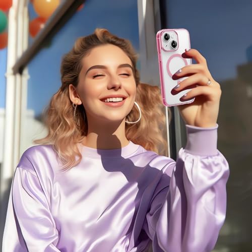Coque iPhone 15 Plus MagSafe rose translucide mate résistante aux rayures - 6
