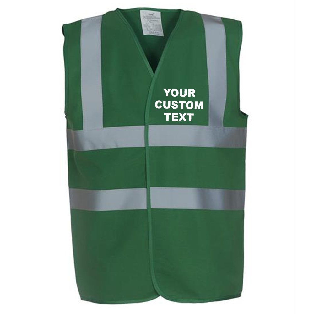 (XL) YK001 Personalised Hi-vis 2-band-and-braces waistcoat, CUSTOM TEXT Hi vis vests Paramedic-Green FRONT print Large