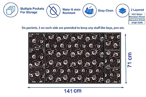 Image of Stylista Refridgerator top Cover Suitable for Samsung RS76CG8003S9HL, 653 Liter Fridge, Dimension (WXD) 71x141 CM, Floral Pattern Dark Brown