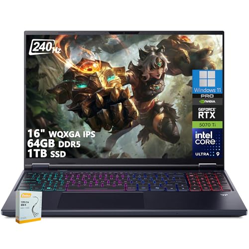 Image of acer Predator Helios Neo 16 AI Gaming Laptop | 16 inch WQXGA IPS 240Hz | Intel Core Ultra 9 275HX | 64GB DDR5 1TB SSD | GeForce RTX 5070 Ti (Up to 992 AI Tops) | RGB Backlit Win11 Pro w /DLCA Accessory
